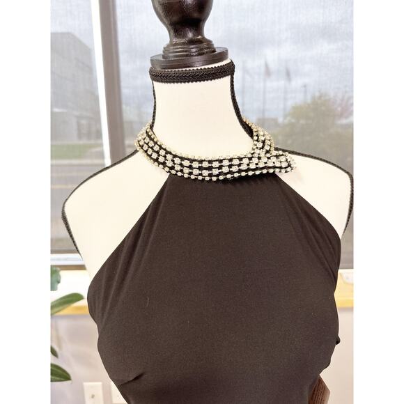 Copied - High Slit Halter Gown w/ Rhinestone Accents 26533 Size 8 - Picture 7 of 9